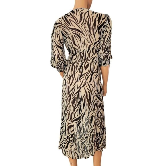 Womens Zebra Print Duster Size Small Tassle Tie‎ Beaded Animal Print Beac… - Picture 2 of 10
